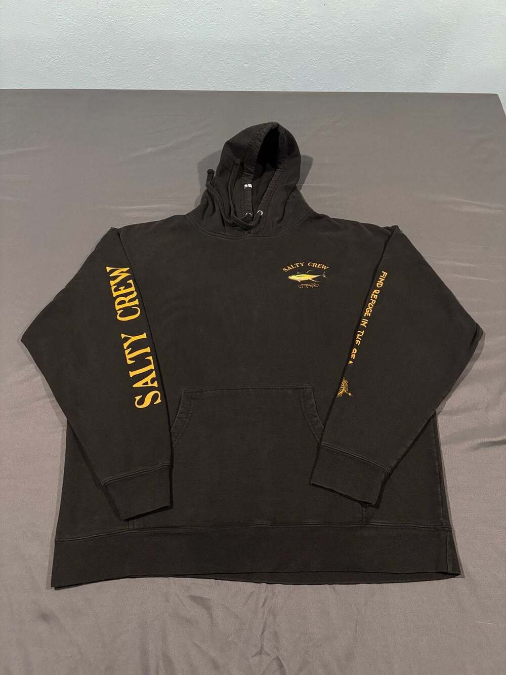 Salty Crew Bruce Hoodie, Men’s 2XL, Black, with front pocket